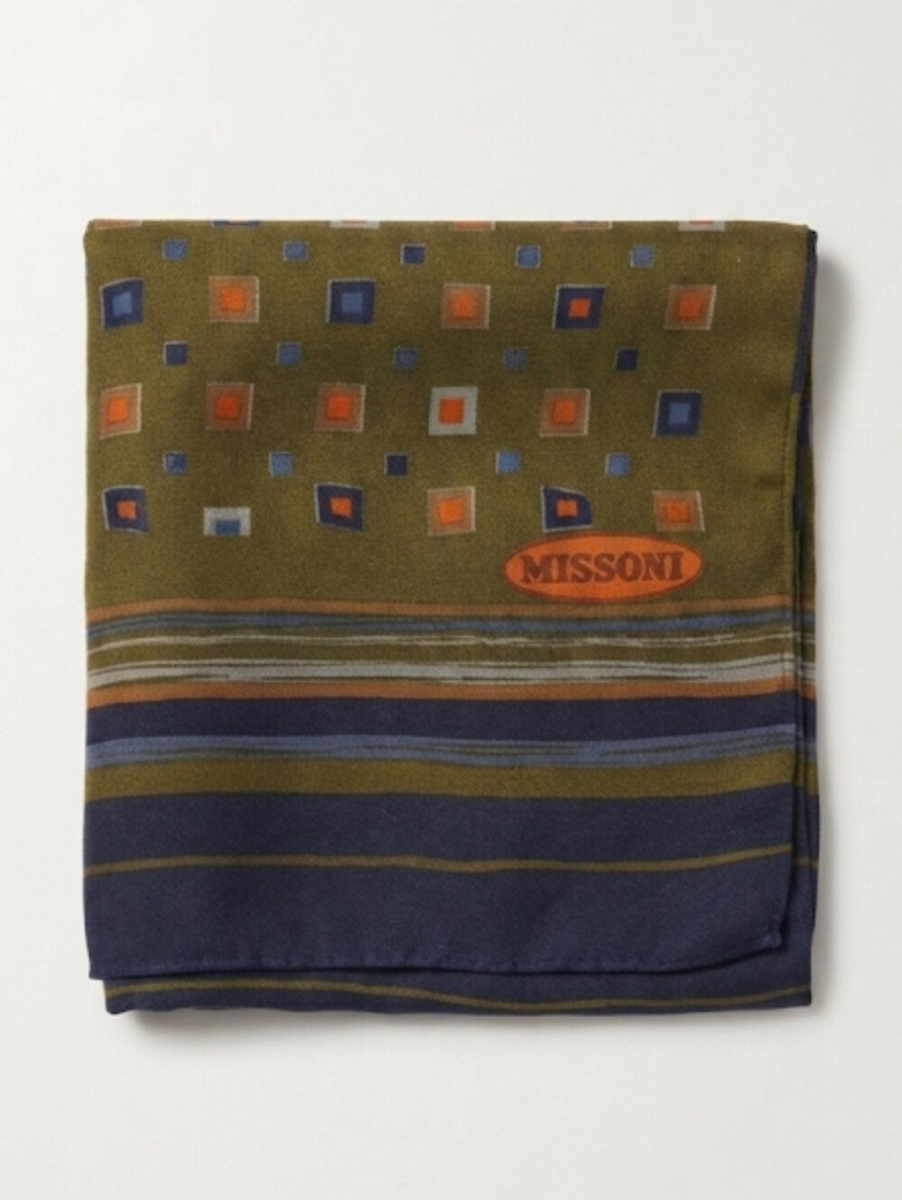 Missoni Women Shawl Muffler Virgin Wool Multicolor Geometric Pattern Orange Tag - Picture 5 of 12